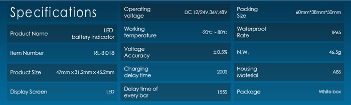 RL-BI018 digitální indikátor stavu baterie 