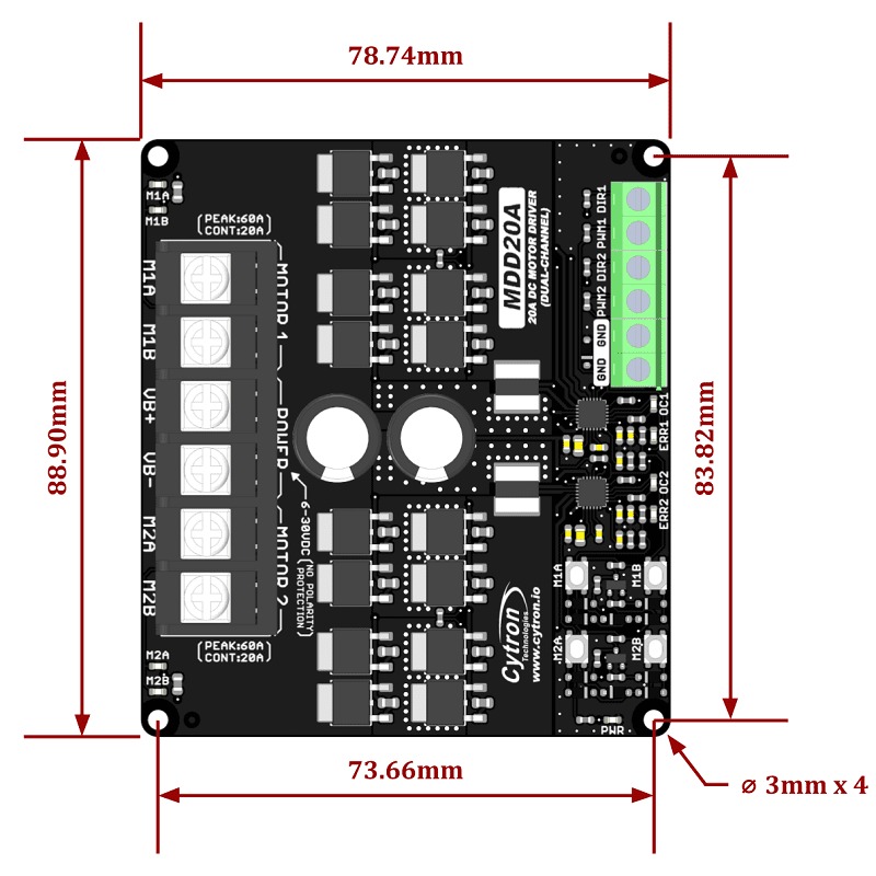 MDD20A 20Amp 6V-30V DC Motor Driver