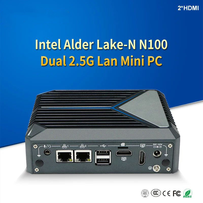 N1321 N100 průmyslové mini PC, barebone, fanless