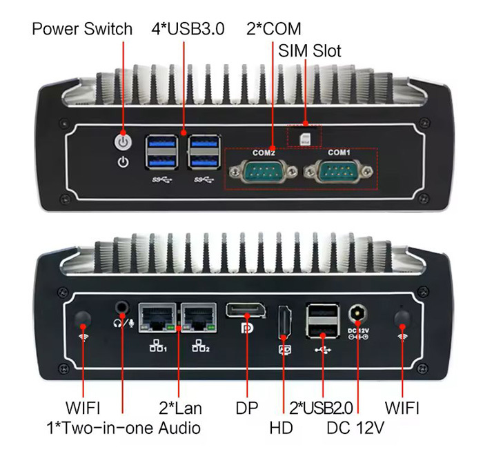 N3022 průmyslové mini PC, barebone, fanless