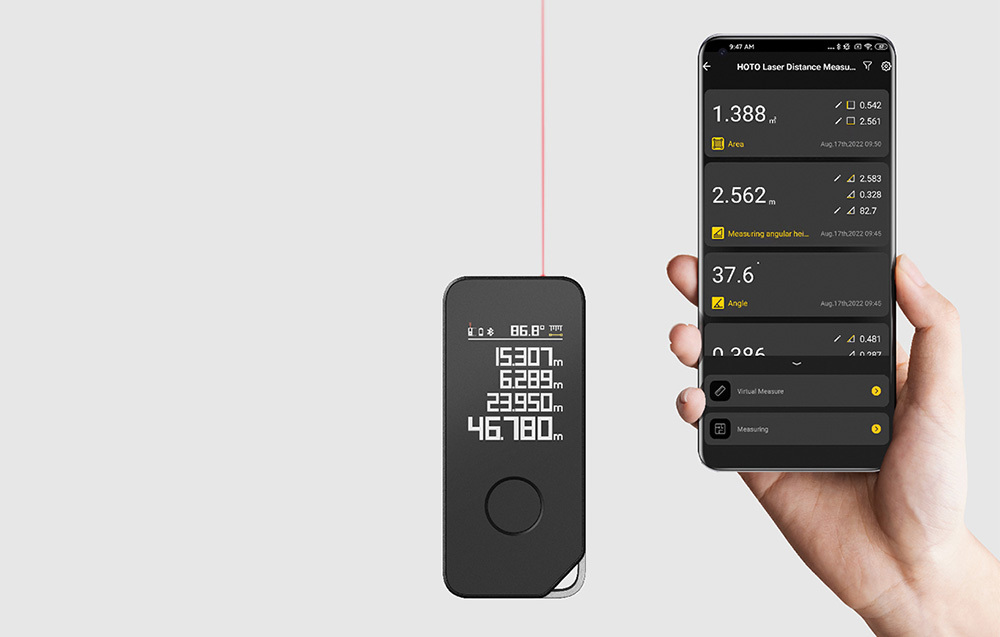 HOTO Smart laserový měřič vzdálenosti a plochy, 30m