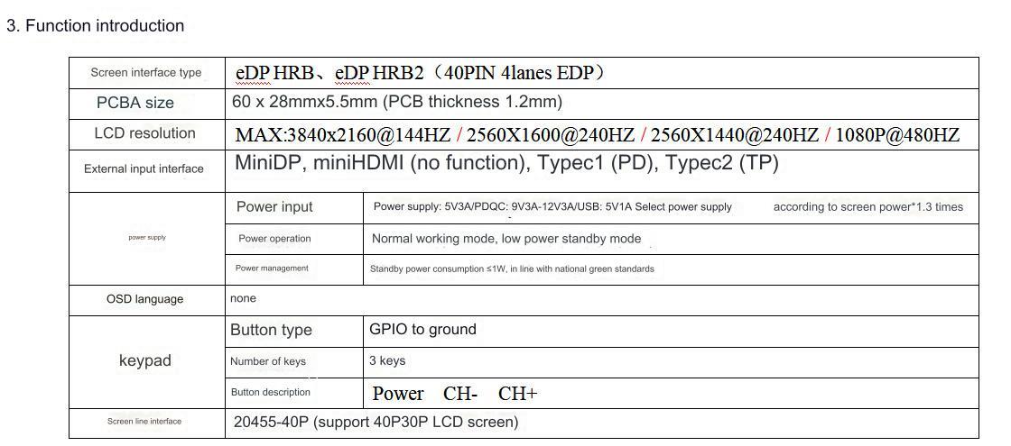 JXG-DP Test 2.0 (PD)120HZ DP to EDP driver board