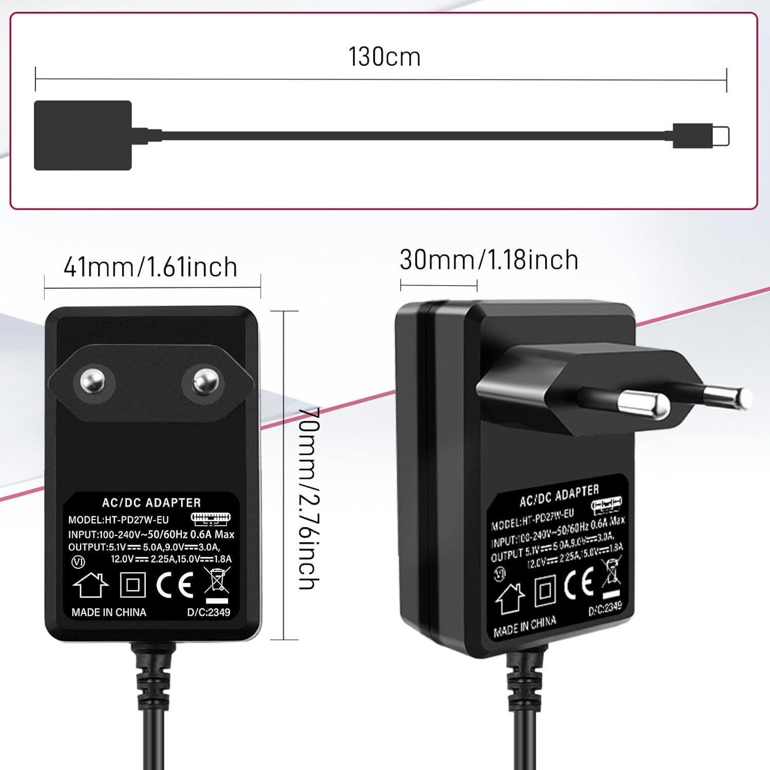 27W 5,1V 5A USB C napájecí zdroj, PD 27W napájecí adaptér pro, Raspberry Pi 5